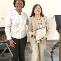 Faculty Researcher Awardee Doctor Maria Belalcazar with Shania Williams