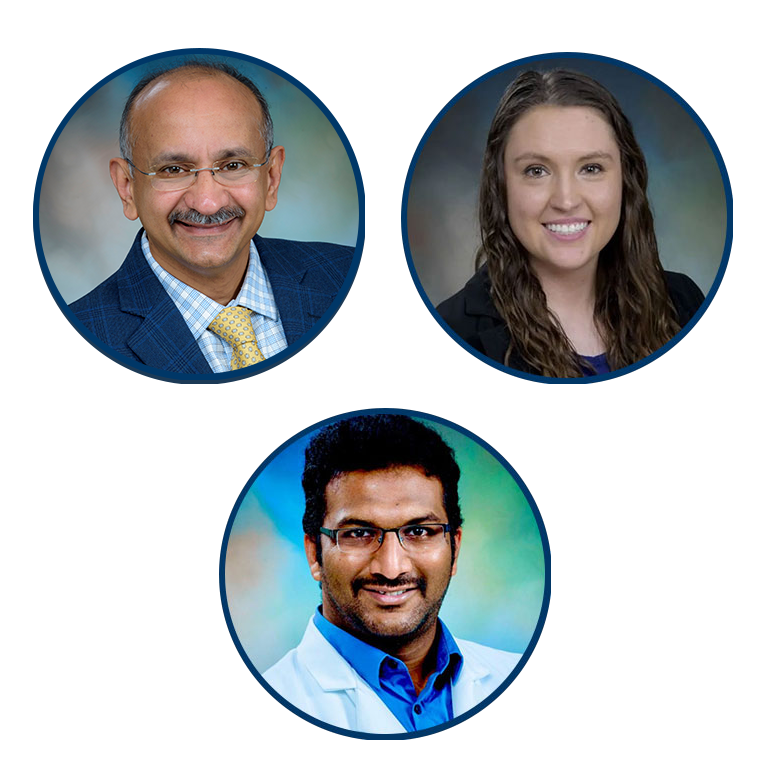 Professional photos of Dr. Menon, Richardson, Kammala