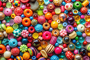 A colorful collection of beads fills up the frame