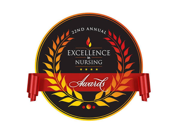 The Good Samaritan Foundation Excellence in Nursing Awards logo features a red ribbon and yellow leaf design on a black background