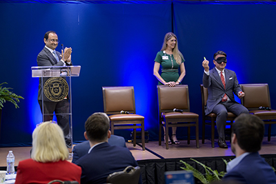 Dr. Vineet Gupta, Tilly Clark, and Dr. Jochen Reiser at the innovation summit