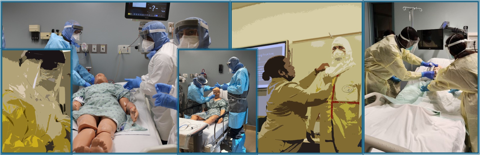 collage of clinical research with patient simulators