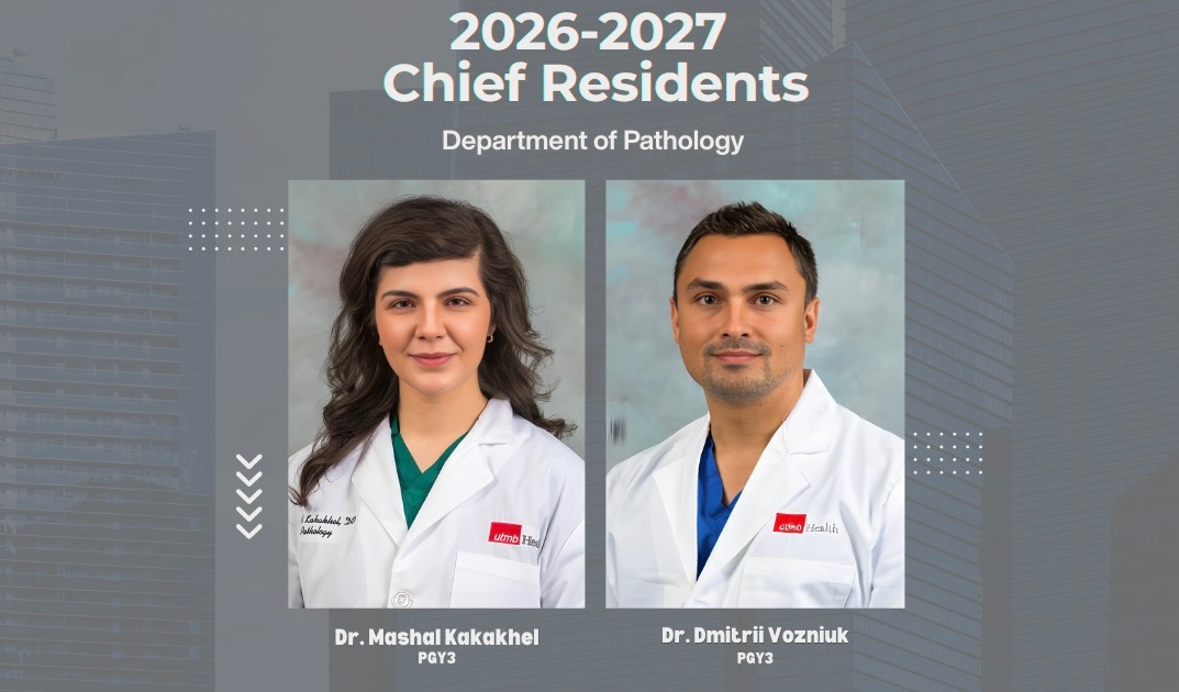 Picture of Dr. Mashal Kakakhel, a female wearing a white lab coat and Dr. Dmitrii Vozniuk, a male wearing a white lab coat