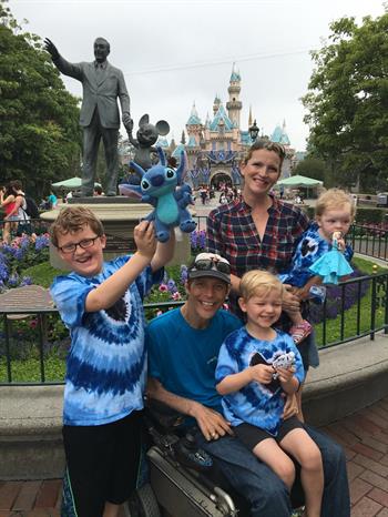 Toby and his wife, Jennifer, visit Disney World with their three children: Kieran (10), Sawyer (5) and Elizabeth (2).