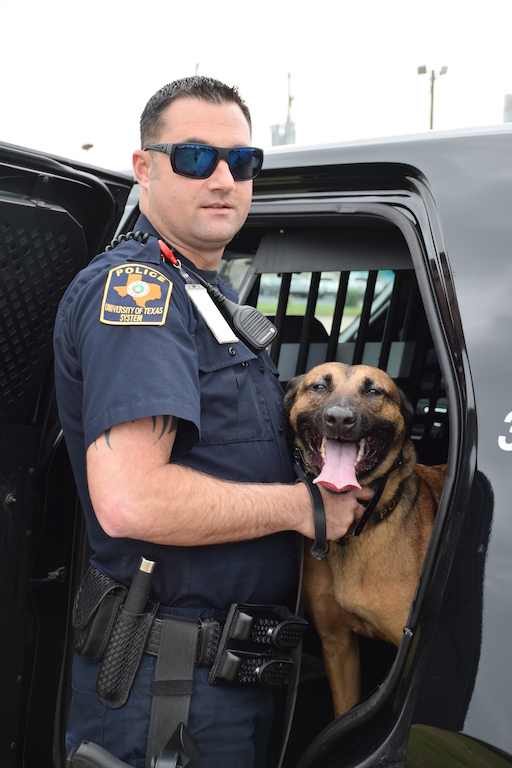 UTMB Police Canine Officer Wesley Braunsdorf and his partner, Noey.