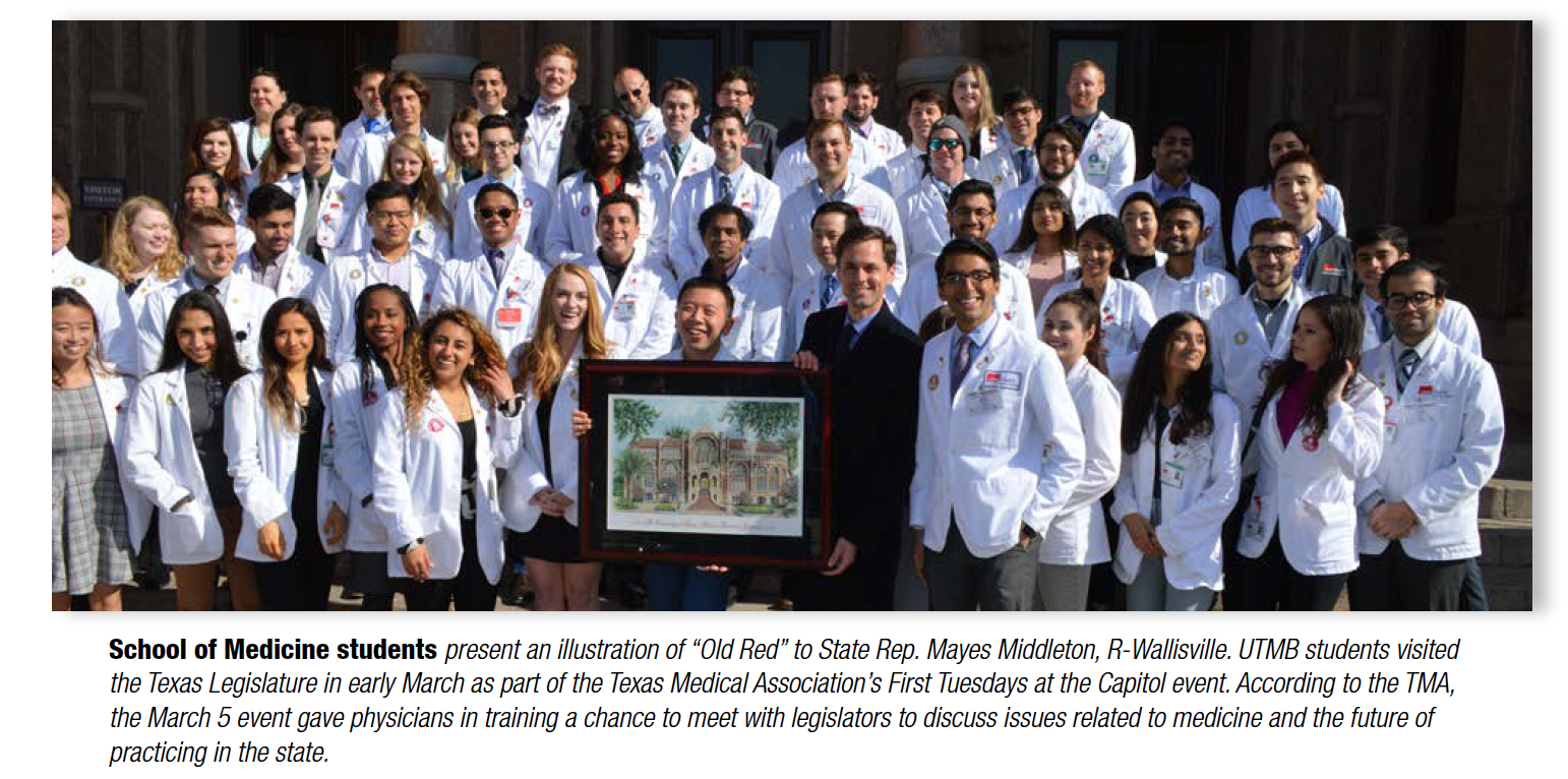 Image of School of Medicine students at the Capitol with State Rep. Mayes Middleton