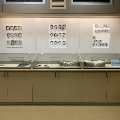 Wide shot of three display cases in exhibit
