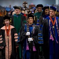 Faculty leading commencement procession