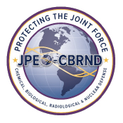 Circular logo of JPEO‑CBRND featuring a globe and eagle with the words “Protecting the Joint Force.”