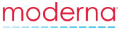 Moderna logo shown as lowercase red text with a dashed underline.