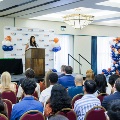 Alpha Omega Alpha Student Vice President, Erin Guerra, introducing this year's guest speaker, Dr. Coller