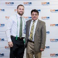 Alpha Omega Alpha Faculty Councilor, Bernard M. Karnath, MD, posing with newly inducted member