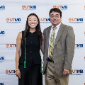Alpha Omega Alpha Faculty Councilor, Bernard M. Karnath, MD, posing with newly inducted member