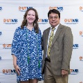 Alpha Omega Alpha Faculty Councilor, Bernard M. Karnath, MD, posing with newly inducted member