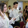Alpha Omega Alpha Inductees reciting the Declaration of Geneva