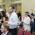 Alpha Omega Alpha Inductees reciting the Declaration of Geneva
