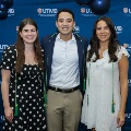 Alpha Omega Alpha Student President, Gabriel Rivera, Alpha Omega Alpha Student Vice President, Erin Guerra, and Alpha Omega Alpha Student Treasurer, Gabrielle Hyde, posing together