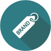 circle button with brand tag icon