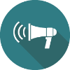 circle button with megaphone icon