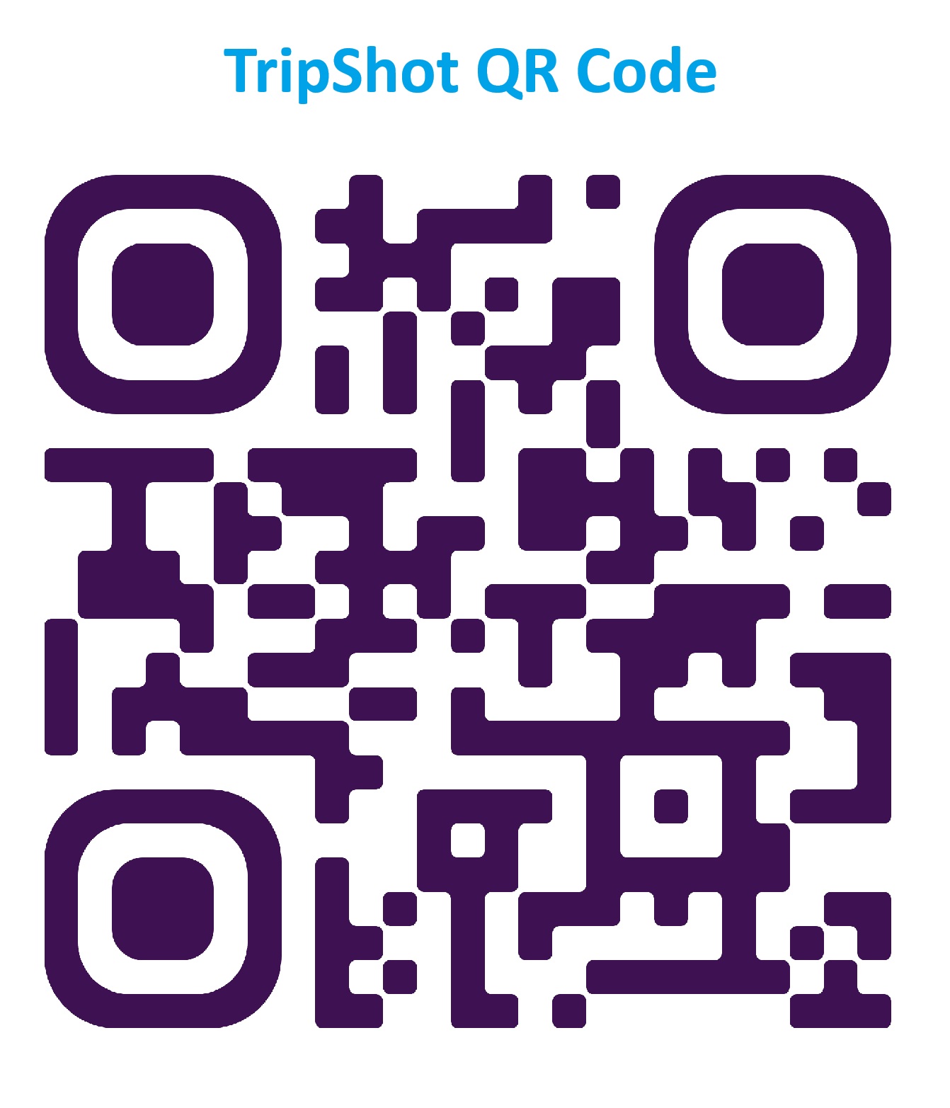 Purple TripShot QR code with the text “TripShot QR Code” used to access UTMB transportation services.