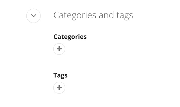 screenshot of categories and tags fields