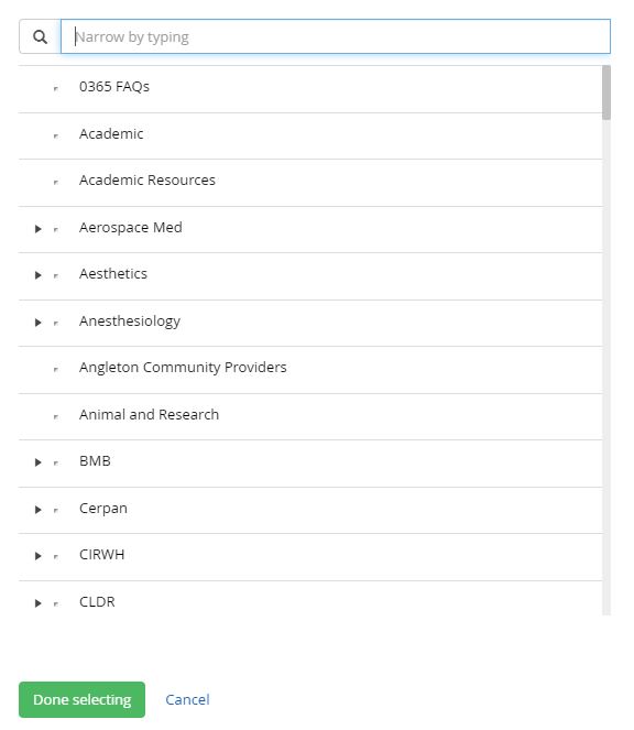 screenshot of categories and tags search