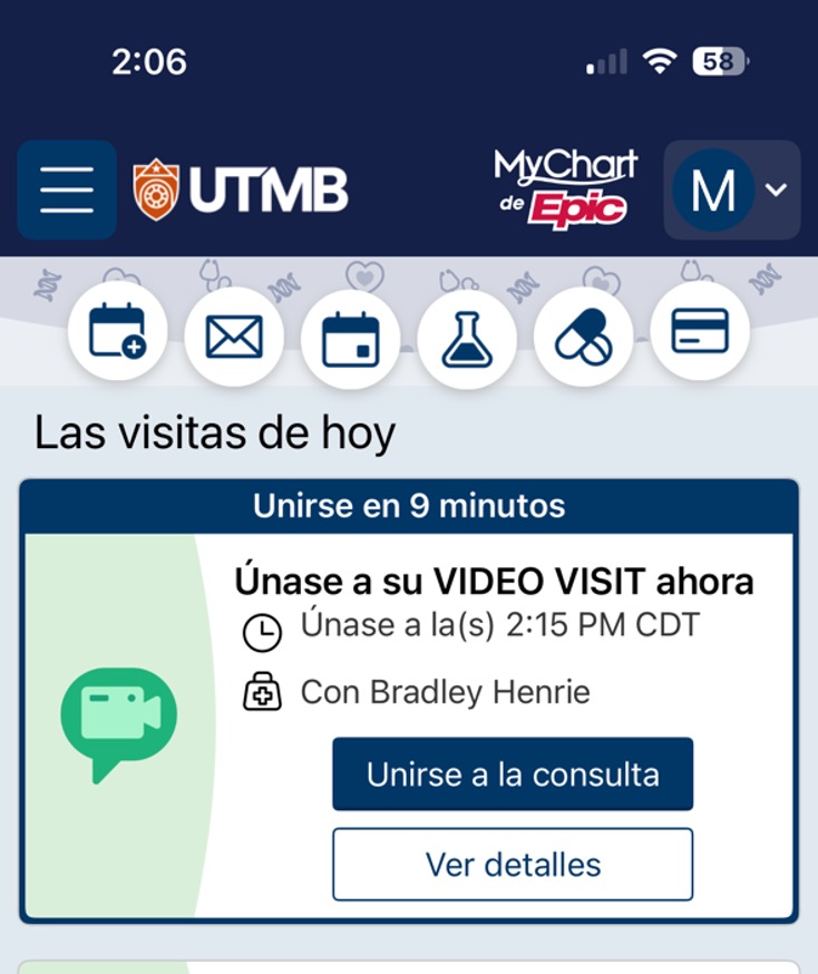Video visit alert screenshot