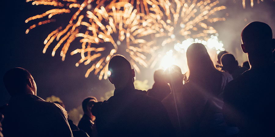 A group of people watching fireworks