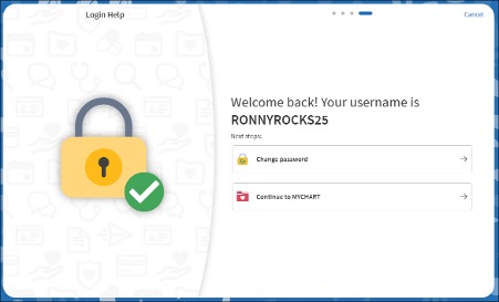 Screenshot of login help screen