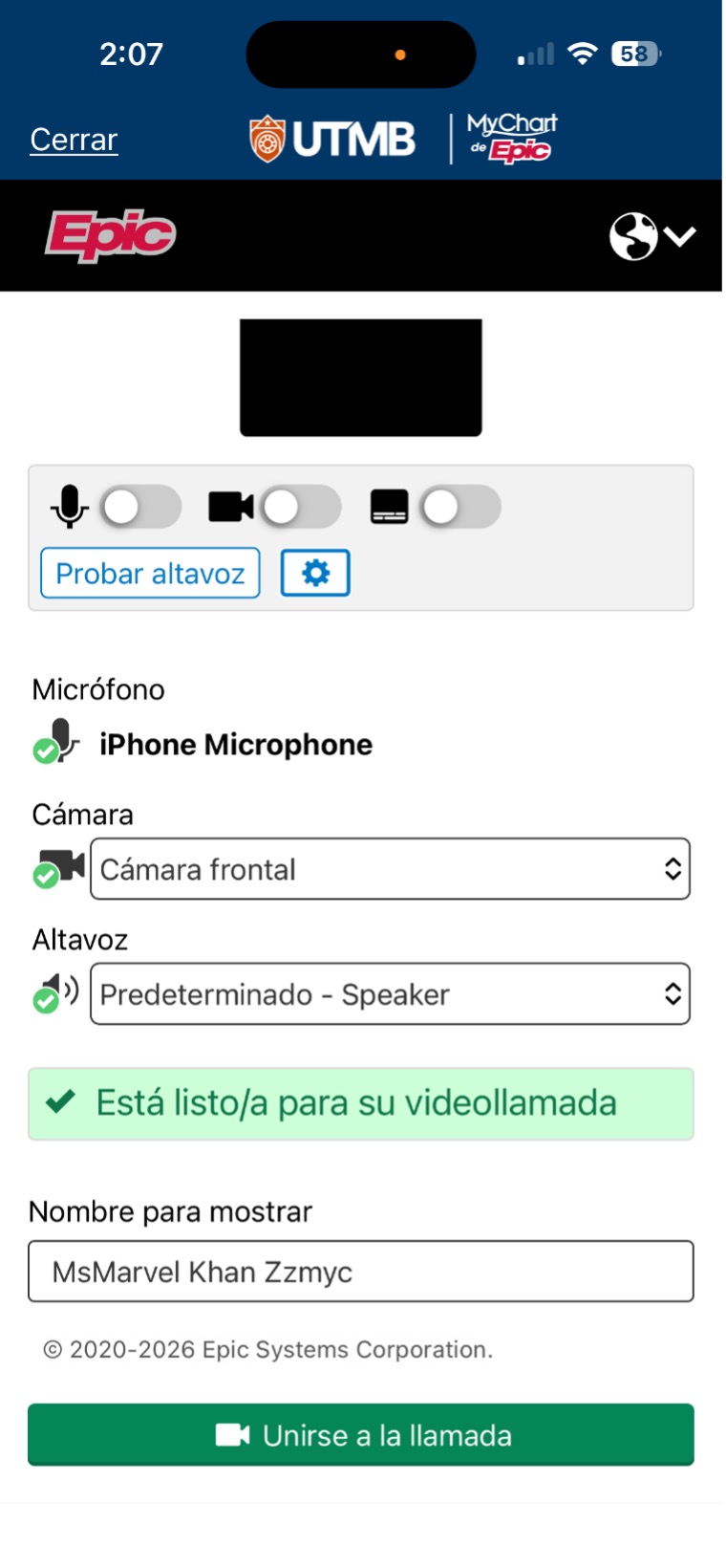Screenshot of the Begin Visit button
