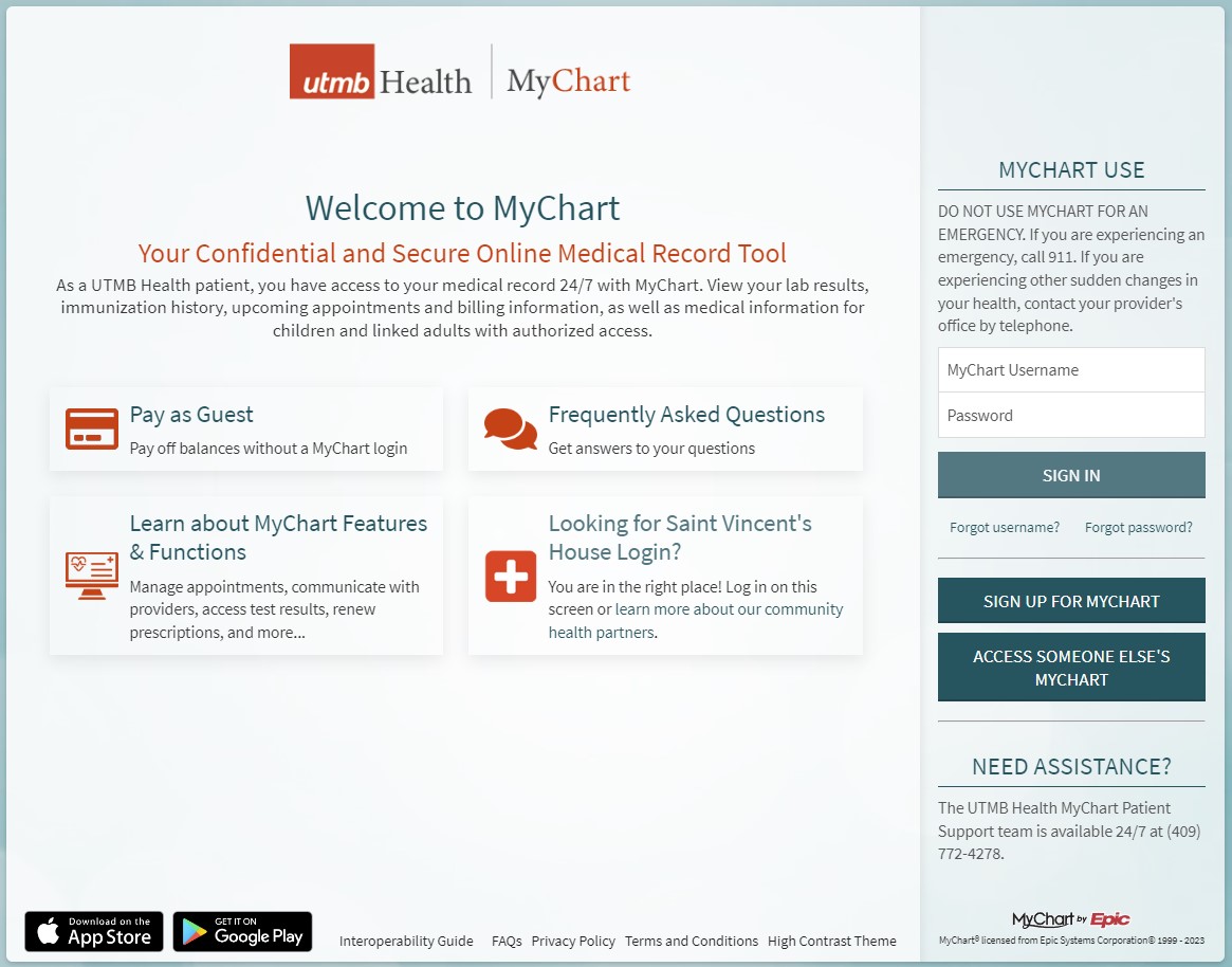 Screenshot of the new MyChart homepage