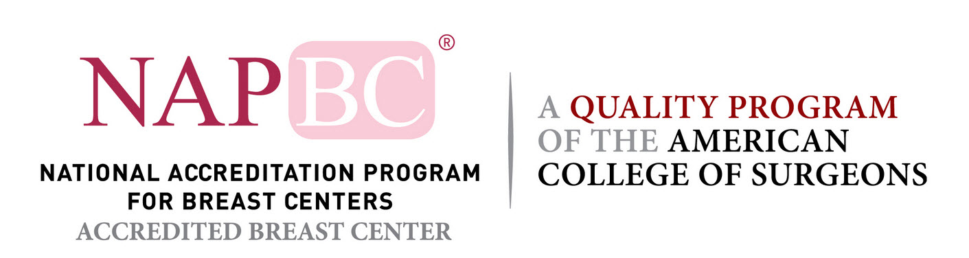 NAPBC Accredited Breast Center logo with the text ‘A Quality Program of the American College of Surgeons.'