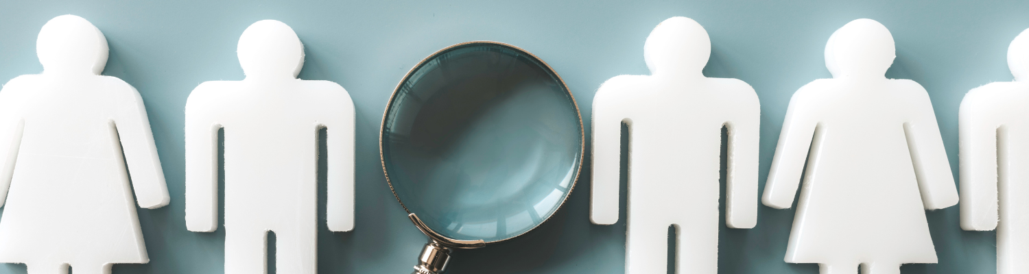 Image showing shapes of people and a magnifying glass