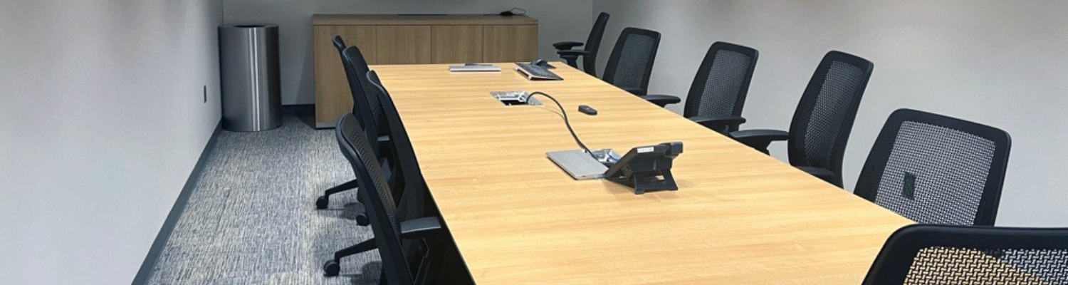 Conference room showing table and chairs