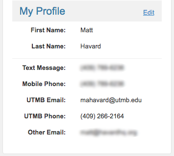 UTMB Alerts profile