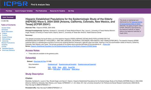 Hispanic Established Populations for the Epidemiologic Study webpage