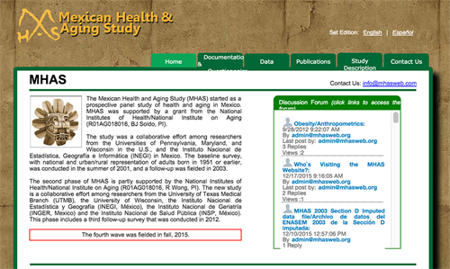 Mexican Health and Aging Study website