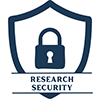 Shield with lock and text Research Security