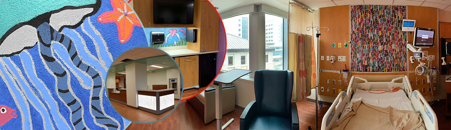 John Sealy Modernization Project showing shots of new hospital