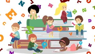 Cartoon Kids on Books