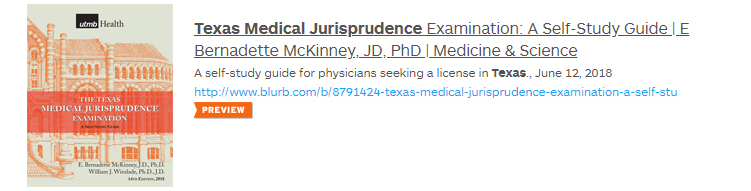 Click on image to go to the Medical Jurisprudence Self Study Guide book on Blurb