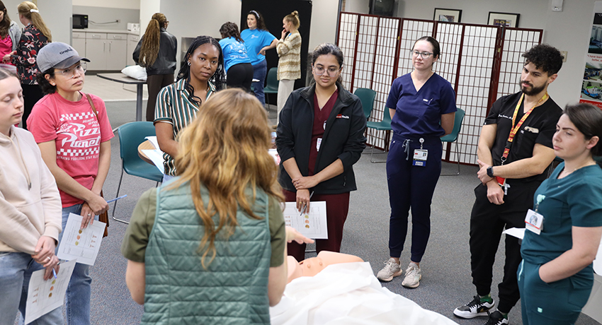 Photo during the 2026 Women's Health Procedures Workshop for medical students hosted by the UTMB Health Department of Family Medicine & Community Health, the Family Medicine Interest Group and the Obstetrics and Gynecology Student Group