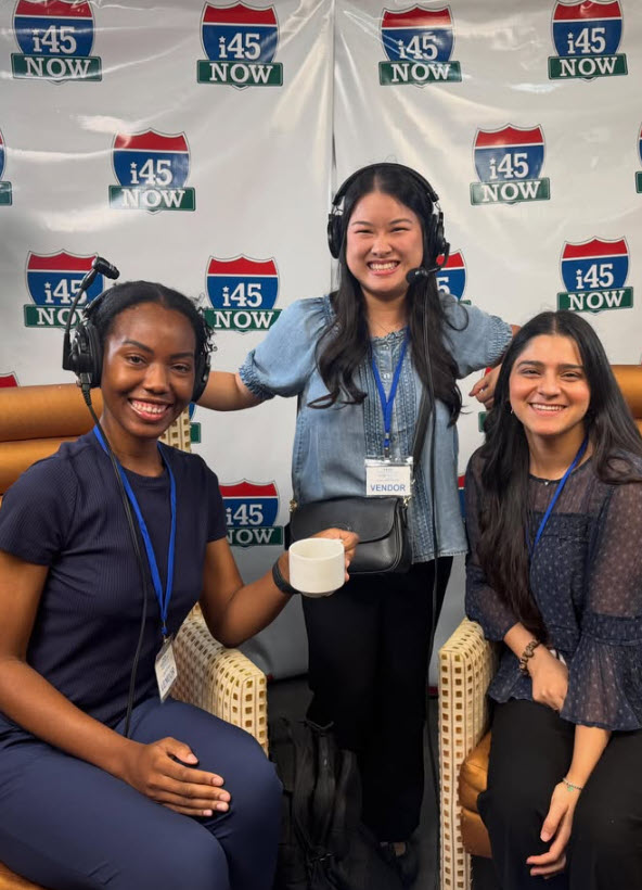 Photo of Family Medicine residents going on-air at the Galveston Women's Conference