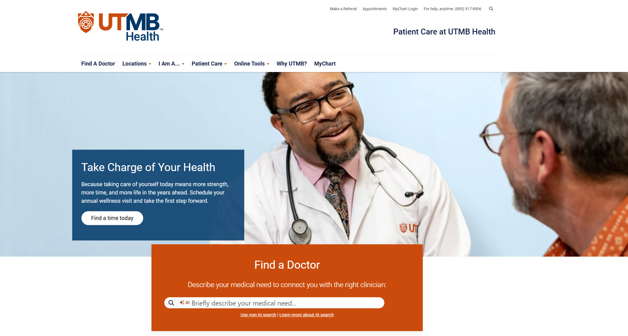 Photo of Dr. Kendall M. Campbell featured on homepage of utmbhealth.com