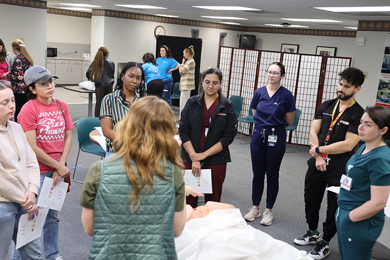 Photo of students during hands on workshop for Women's Health