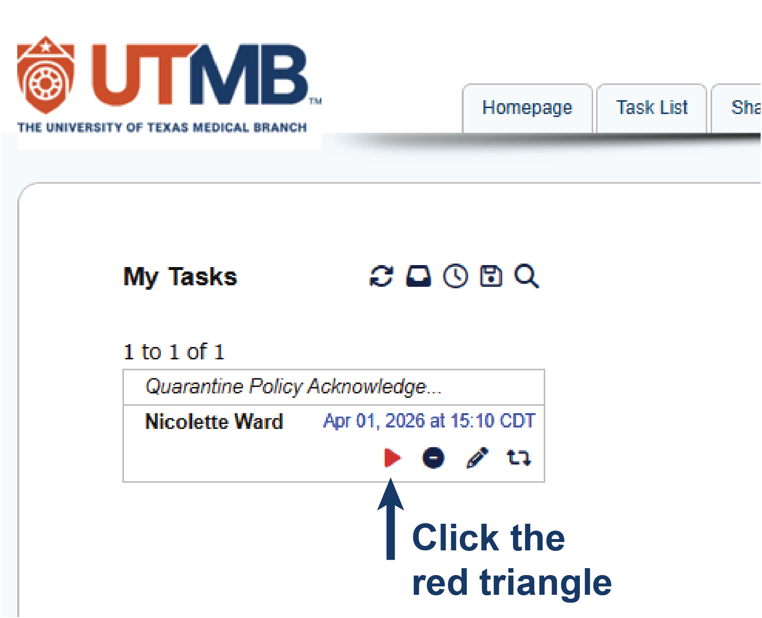 Webforms My Tasks window