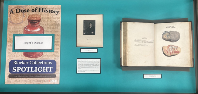 Image of display case at the Blocker Collections "A Dose of History" exhibit