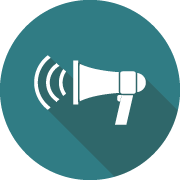 circle button with megaphone icon