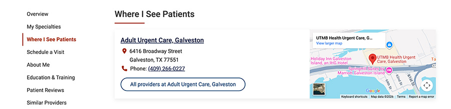 Screenshot of locations