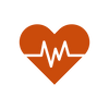 Icon of a beating heart with pulse line